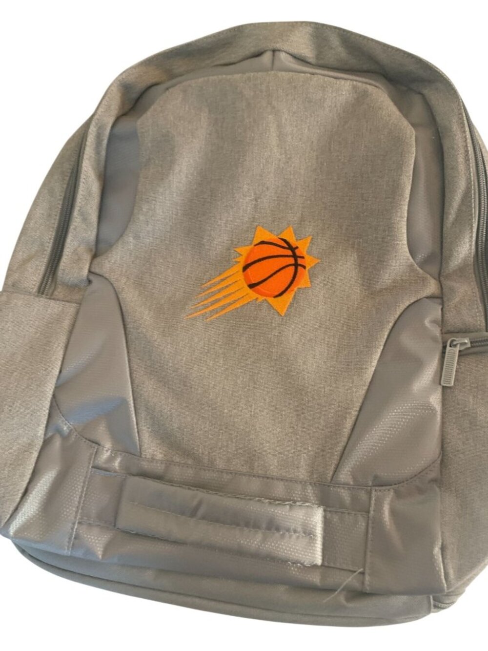 Phoenix Suns Gray Backpack With Embroidered Logo Adjustable Straps And Side Pock